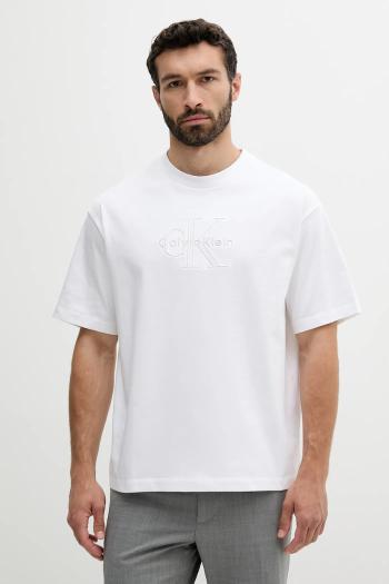 Bavlnené tričko Calvin Klein Jeans pánske, biela farba, s nášivkou, LV04RB295G