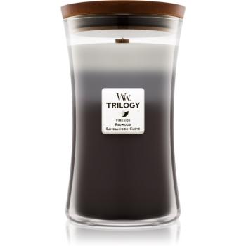 Woodwick Trilogy Warm Woods vonná sviečka s dreveným knotom 609,5 g