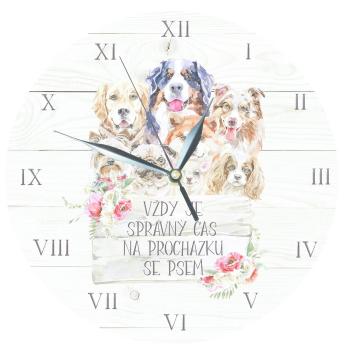 Bohemia Gifts Drevené hodiny - Pro milovníky psů, 24 cm