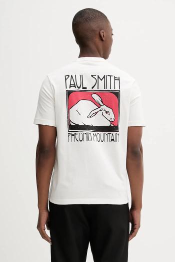 Bavlnené tričko PS Paul Smith pánske, biela farba, s potlačou, M2R-220X-TP5249