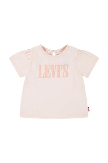 Tričko pre bábätko Levi's SS SMOCKED SLV TEE ružová farba, 1EM183