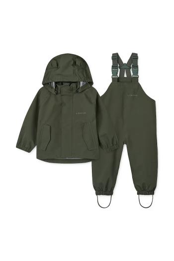 Detská bunda a nohavice Liewood Manu Rainwear Set zelená farba, LW19910