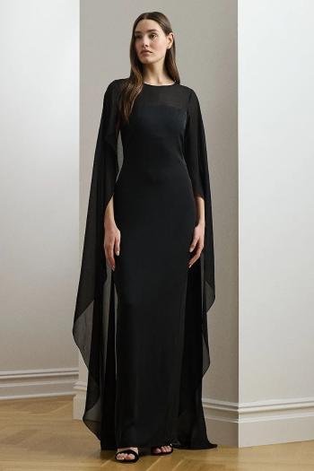 Šaty Lauren Ralph Lauren čierna farba, maxi, rovný strih, 253951606