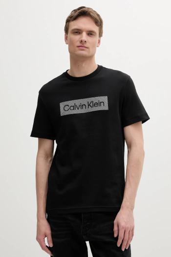 Bavlnené tričko Calvin Klein pánske, čierna farba, s nášivkou, K10K112491