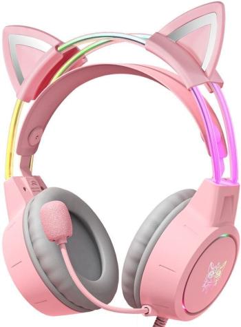 Onikuma X15 PRO Double-Head Beam RGB Wired Gaming Headset With Cat Ears Ružová PC slúchadlá