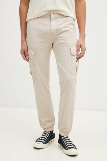 Bavlnené nohavice Tommy Jeans béžová farba, strih cargo, DM0DM20284