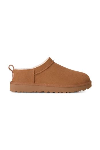 Semišové papuče UGG Classic Micro hnedá farba, 1173891.CHE
