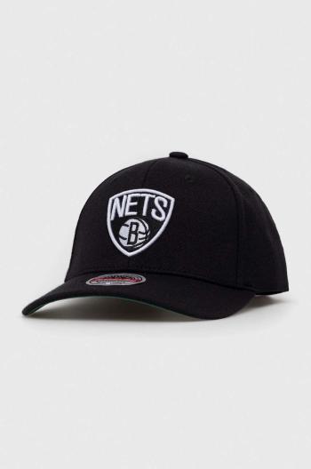 Šiltovka s prímesou vlny Mitchell&Ness Brooklyn Nets čierna farba, s nášivkou