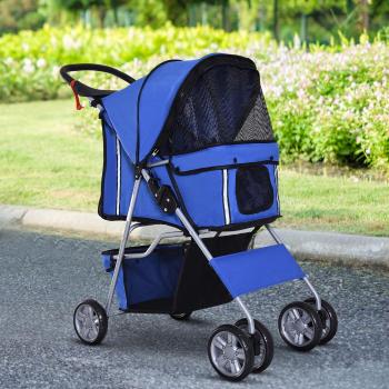 PawHut Kočárek pro psy do 35 cm, skládací, modrý