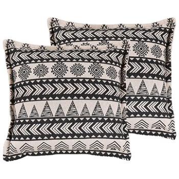 BELIANI, Sada 2 vankúšov s abstraktným vzorom 45 × 45 cm béžovo čierna HENTEPE, 257555 (beliani_257555)
