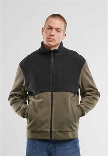 Urban Classics Colour Block Polar Fleece Jacket black/olive - 3XL