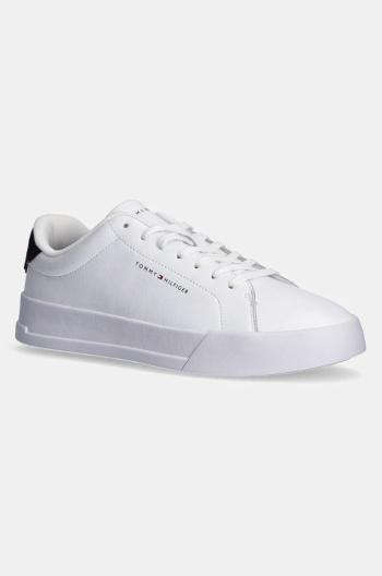 Kožené tenisky Tommy Hilfiger TH COURT LTH DETAIL ESS biela farba, FM0FM05367