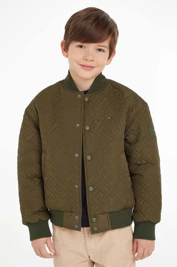 Detská bunda bomber Tommy Hilfiger zelená farba