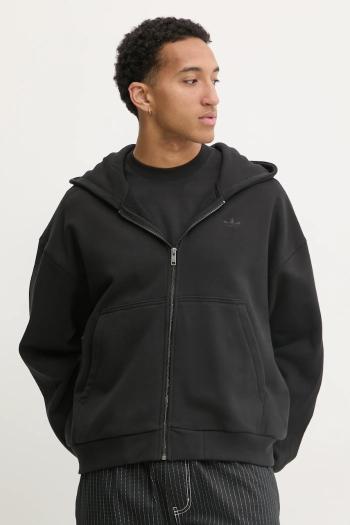 Bavlnená mikina adidas Originals Essential pánska, čierna farba, s kapucňou, jednofarebná, JC9579