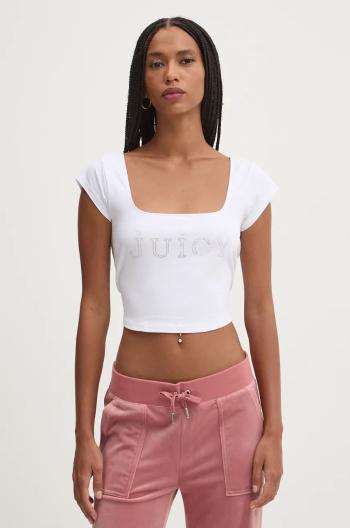 Top Juicy Couture REGAL SQUARE NECK CROPPED TEE dámsky, biela farba, JCBCT224831