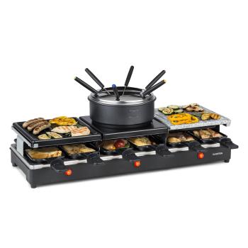 Klarstein Fonduelette XL, 3 în 1 raclette grill & fondue, piatră naturală, 1650 W, 12 persoane