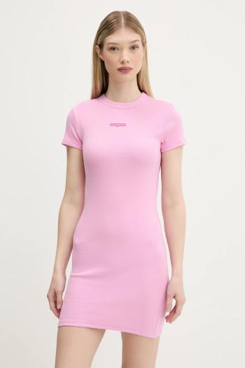 Šaty Tommy Jeans ružová farba, mini, priliehavé, DW0DW21186