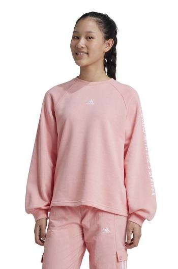 Detská mikina adidas JGAM CREW ružová farba, s potlačou, IV7044