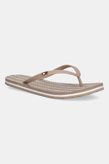 Šľapky Tommy Hilfiger HILFIGER STRAP BEACH SANDAL béžová farba, na plochom podpätku, FW0FW08518