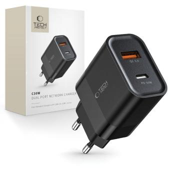 TECH-PROTECT C30W 2-PORT Sieťová nabíjačka 30W čierna