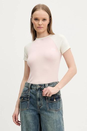 Tričko Guess Jeans dámske, ružová farba, W5GP61 KA0H1