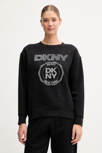 Mikina Dkny čierna farba, s potlačou, DP5T1340