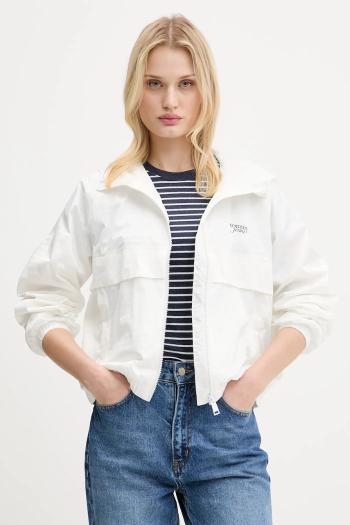 Bunda Tommy Jeans biela farba, prechodná, oversize, DW0DW20952