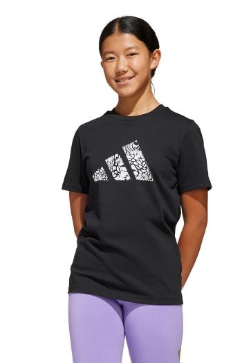 Detské bavlnené tričko adidas čierna farba, JI6733
