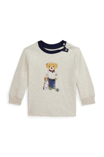 Detské bavlnené tričko s dlhým rukávom Polo Ralph Lauren béžová farba, s potlačou, 320952877002