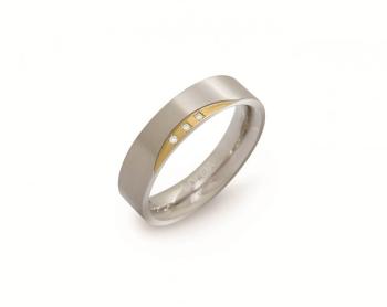 Boccia Titanium Pozlátený titánový prsteň s diamantmi 0138-04 54 mm