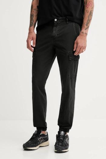 Bavlnené nohavice Tommy Jeans čierna farba, priliehavé, DM0DM21791