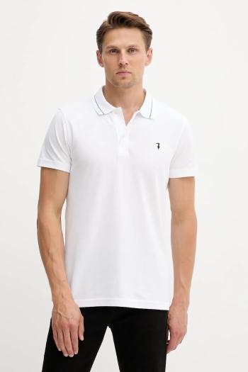 Bavlnené polo tričko Trussardi biela farba, jednofarebné, G5018000026N