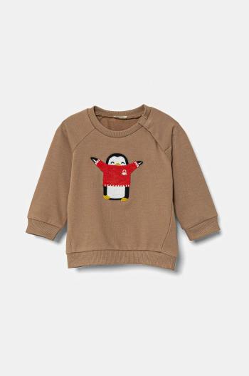 Mikina pre bábätká United Colors of Benetton zelená farba, s nášivkou, 36MJA105G