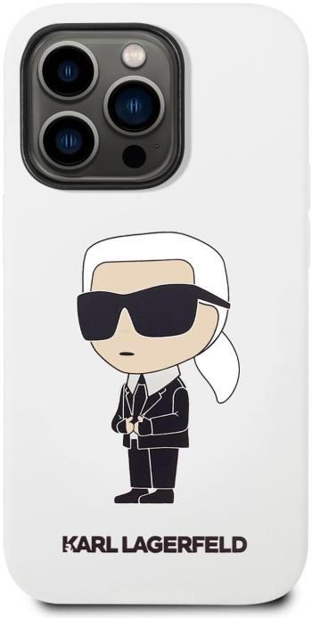 Telefon tok Karl Lagerfeld Liquid Silicone Ikonik NFT iPhone 14 Pro fehér hátlap tok