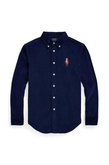 Detská bavlnená košeľa Polo Ralph Lauren tmavomodrá farba, 323878882003