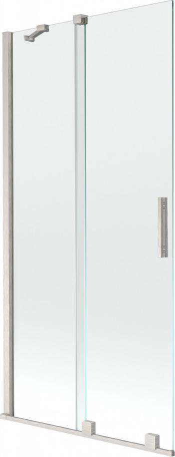 MEXEN/S - Velár dvojkrídlová posuvná vaňová zástena 95 x 150, transparent, nikel kartáčovaný 896-095-000-01-97