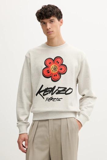 Bavlnená mikina Kenzo Kenzo x Futura šedá farba, s potlačou, FF65SW2524MC