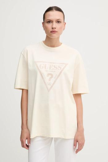 Bavlnené tričko Guess Originals dámske, béžová farba, M5GI10 K8FQ4