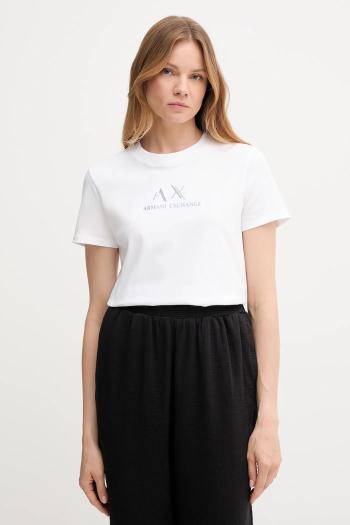 Bavlnené tričko Armani Exchange dámske, biela farba, XW001345 AF16356