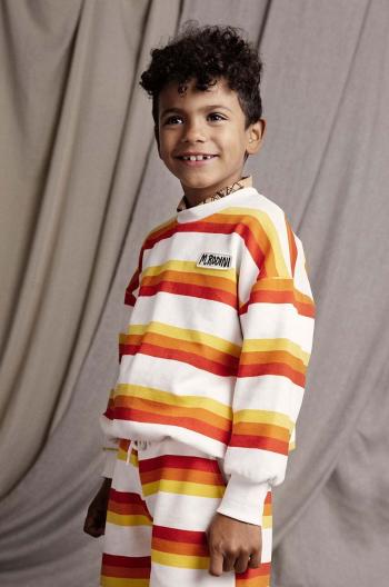 Detské bavlnené šortky Mini Rodini Stripe oranžová farba, vzorované