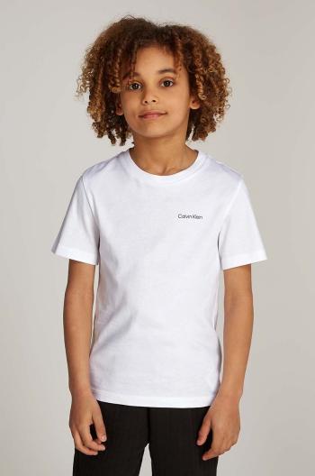 Detské bavlnené tričko Calvin Klein Jeans biela farba, s potlačou, IU0IU00683