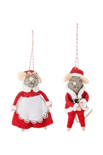 Bloomingville karácsonyi dekoráció 7 x 12 x 7 cm 2 db piros