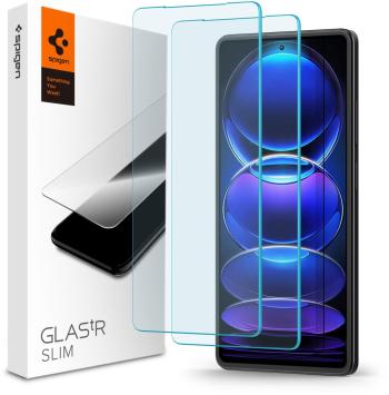 Üvegfólia Spigen Glass TR Slim 2 Pack Xiaomi Redmi Note 12 Pro 5G/Redmi Note 12 Pro+ 5G/POCO X5 Pro 5G üvegfólia