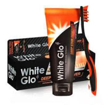 WHITE GLO Profesionálna bieliaca zubná pasta CHARCOAL 150g + zubná kefka