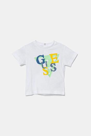 Detské bavlnené tričko Guess biela farba, vzorované, I5GI01 K8HM4