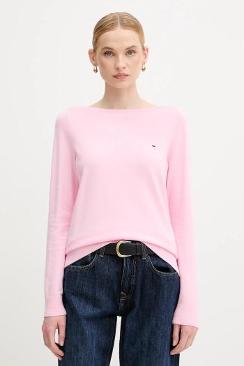 Sveter Tommy Hilfiger ružová farba, ľahké, WW0WW40099