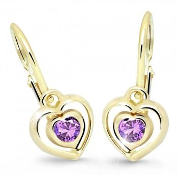 Cutie Jewellery Detské srdiečkové náušnice C2752-10-X-1 fialová