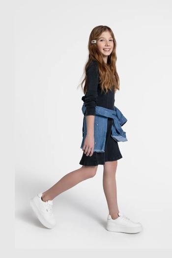 Dievčenské šaty Coccodrillo šedá farba, mini, rovný strih, DREAM DIARIES GIRL JUNIOR