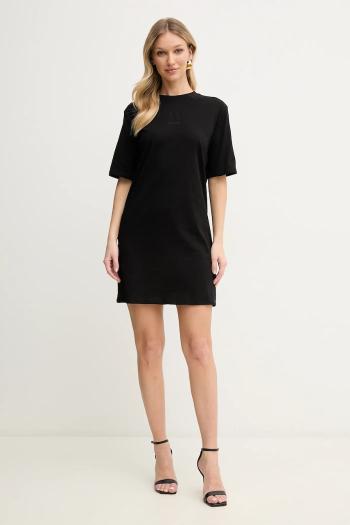 Bavlnené šaty Armani Exchange čierna farba, mini, rovný strih, XW000825 AF10356