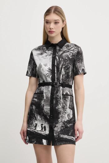 Šaty Desigual TROPIC LITOGRAPHY LA čierna farba, mini, rovný strih, 25SWVW96